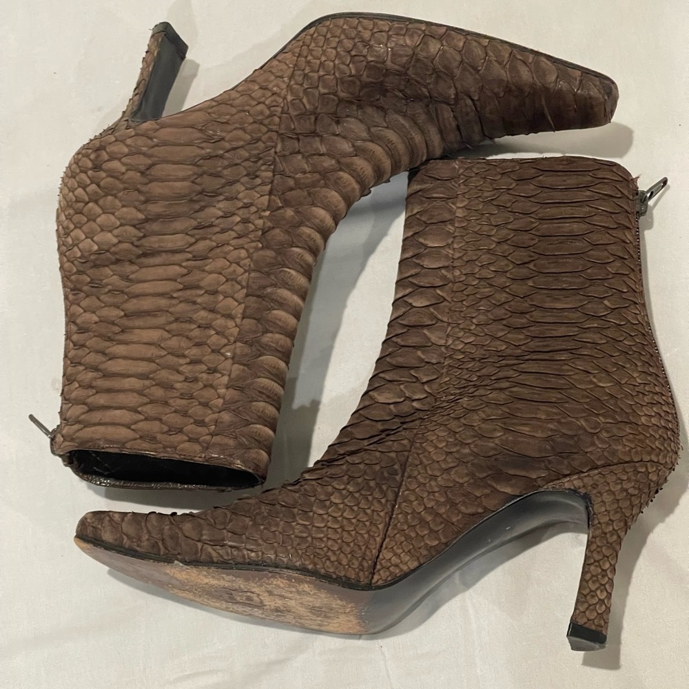 Stuart Weitzman Brown Snake Booties Size 7